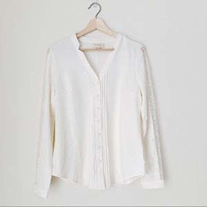 ModCloth Cream Button Lace Blouse